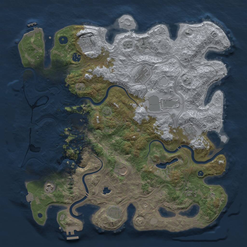 Rust Map: Procedural Map, Size: 4250, Seed: 657164, 17 Monuments
