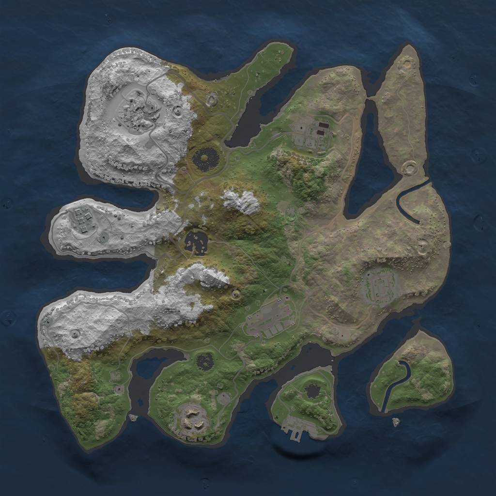 Rust Map: Procedural Map, Size: 3000, Seed: 707796885, 10 Monuments