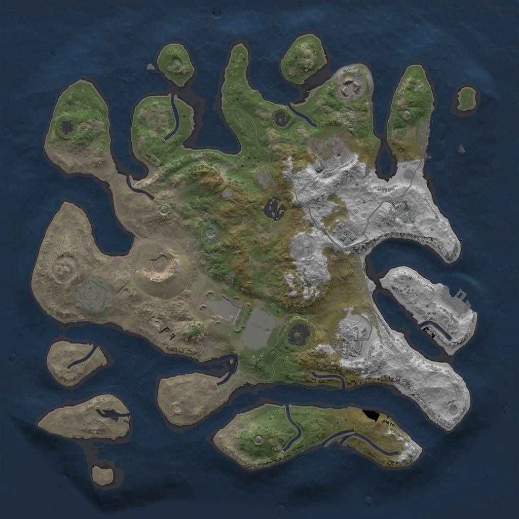 Rust Map: Procedural Map, Size: 3500, Seed: 394588, 13 Monuments