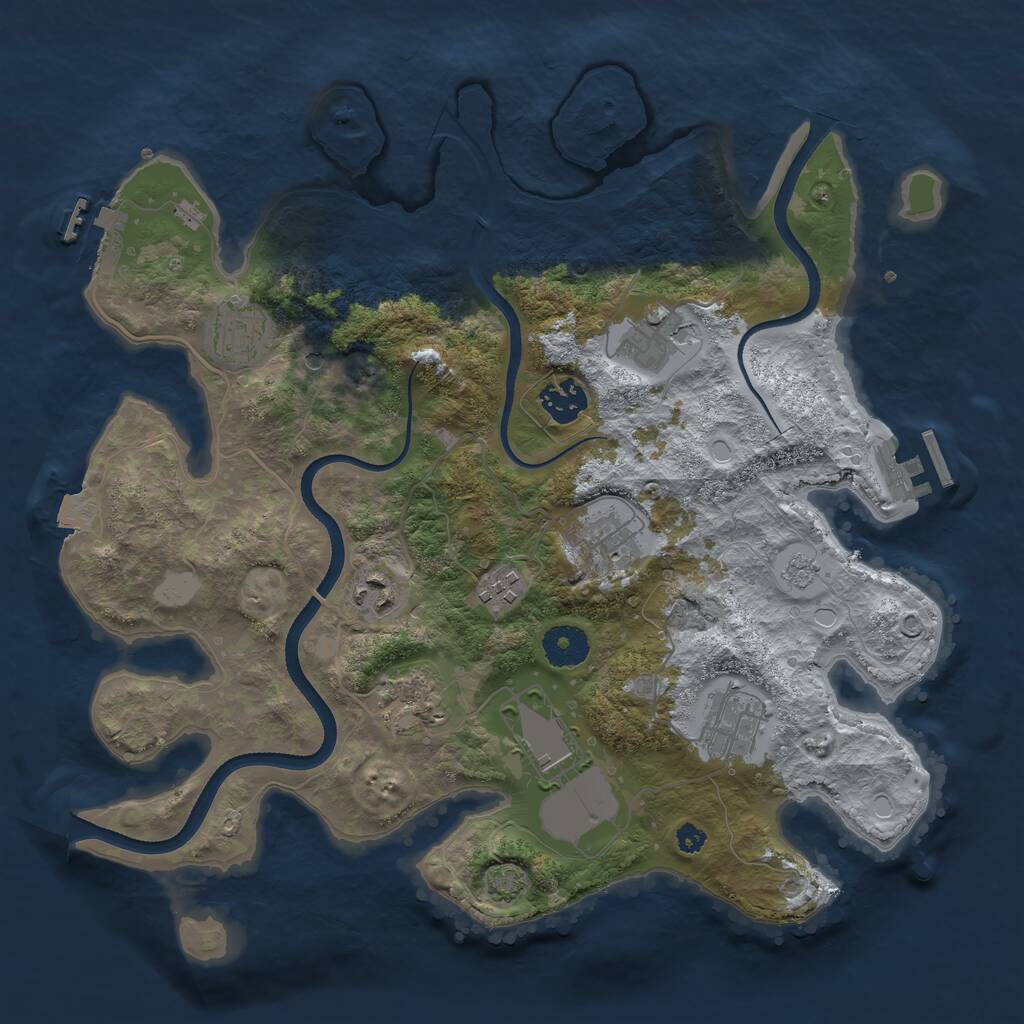 Rust Map: Procedural Map, Size: 3500, Seed: 394588, 15 Monuments