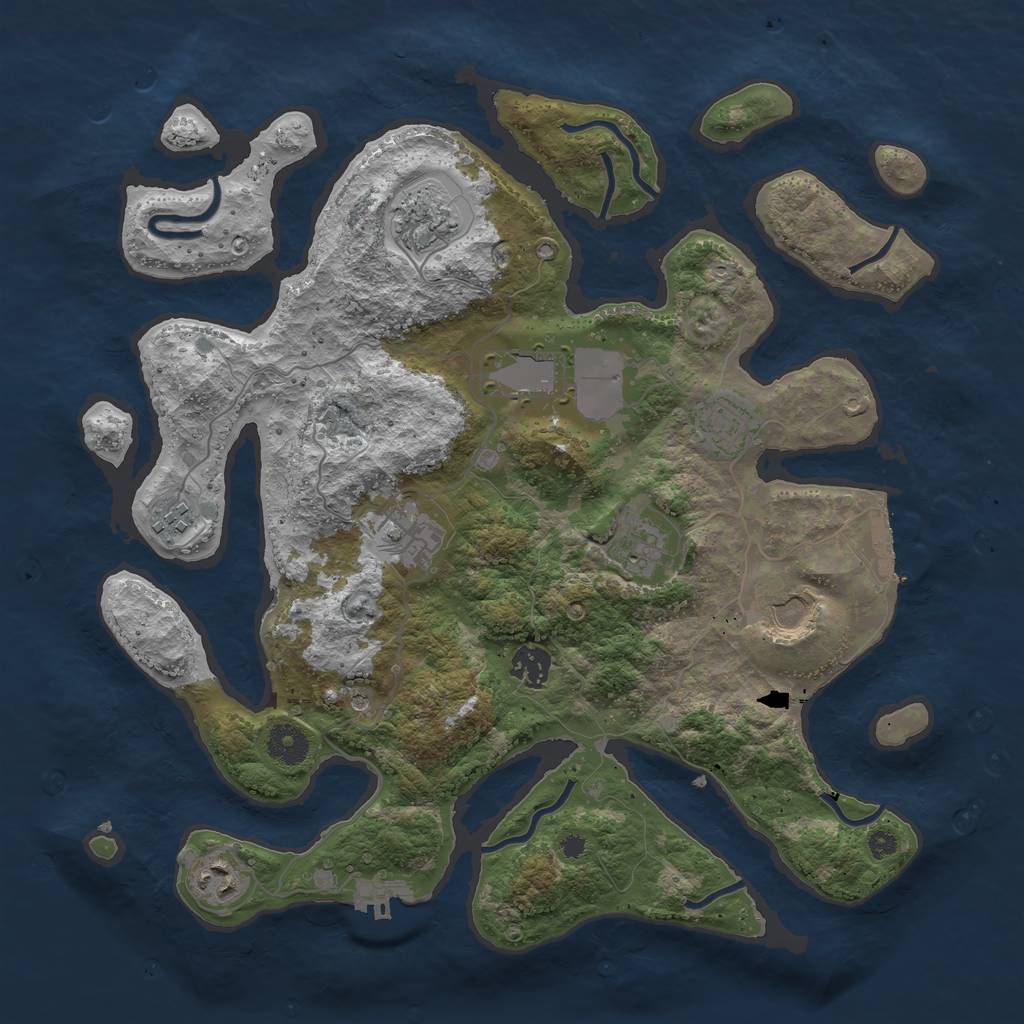 Rust Map: Procedural Map, Size: 3750, Seed: 1714284968, 14 Monuments