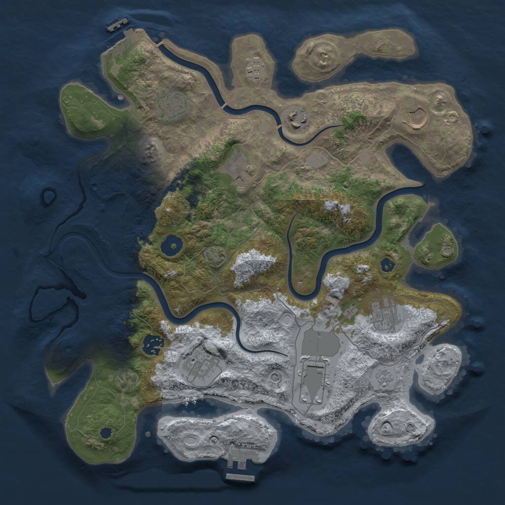 Rust Map: Procedural Map, Size: 3600, Seed: 885948, 15 Monuments