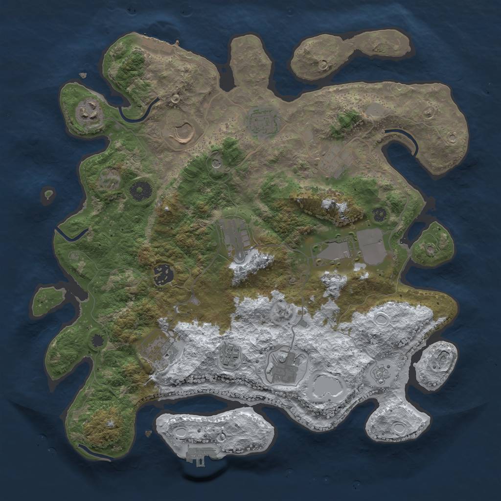 Rust Map: Procedural Map, Size: 3600, Seed: 885948, 19 Monuments