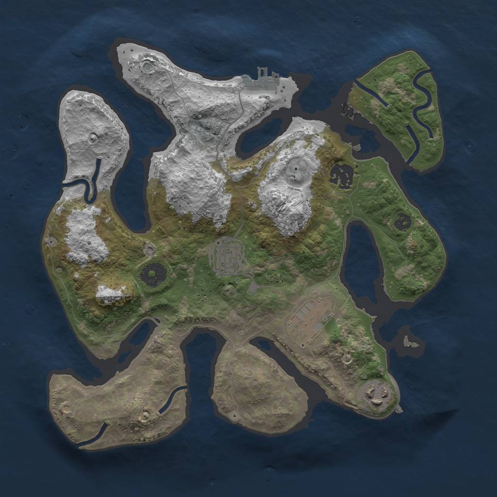 Rust Map: Procedural Map, Size: 3000, Seed: 1629245976, 7 Monuments