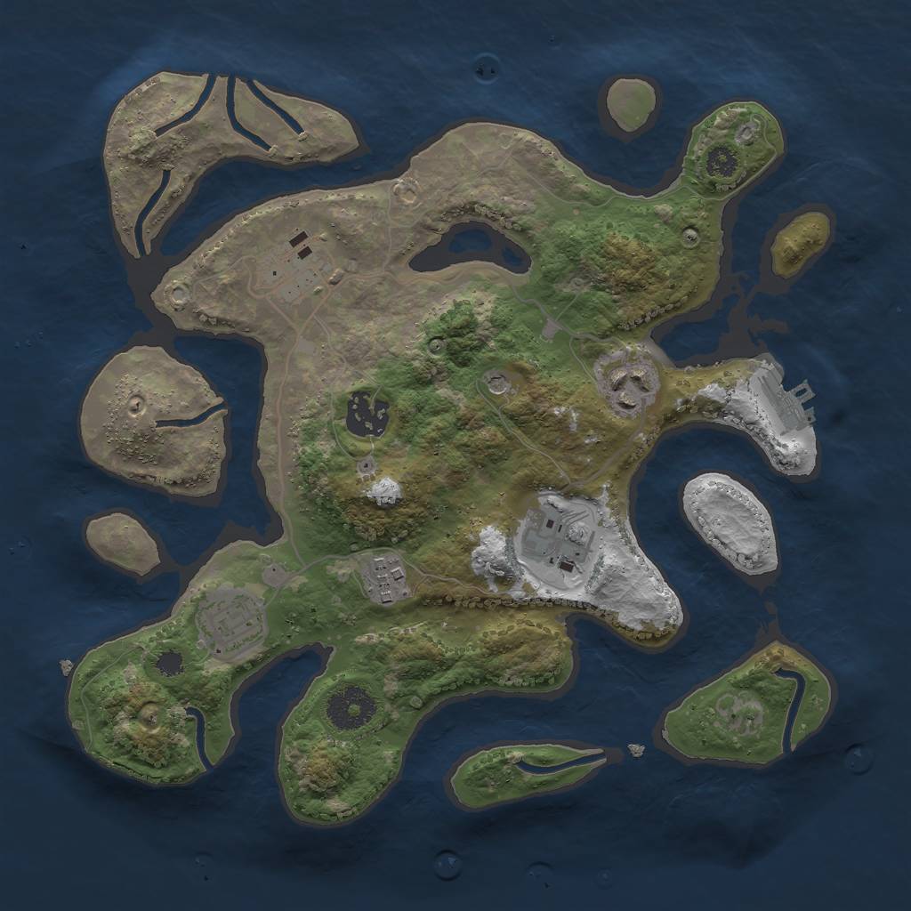 Rust Map: Procedural Map, Size: 3000, Seed: 91793463, 10 Monuments