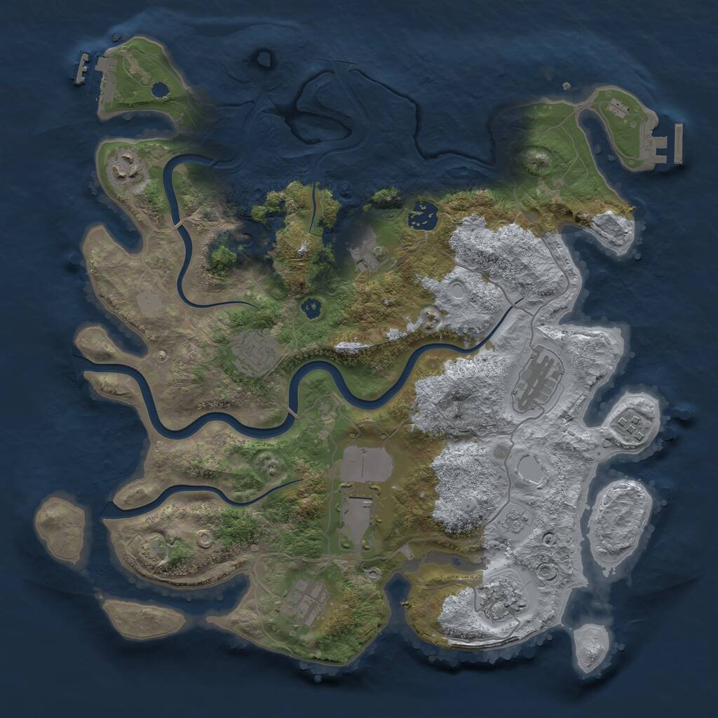 Rust Map: Procedural Map, Size: 3600, Seed: 673494, 15 Monuments