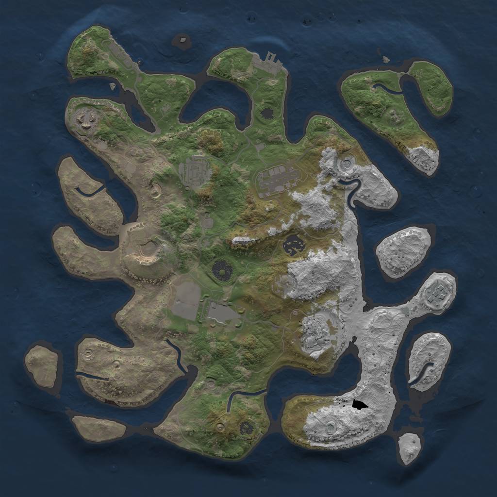 Rust Map: Procedural Map, Size: 3600, Seed: 673494, 13 Monuments