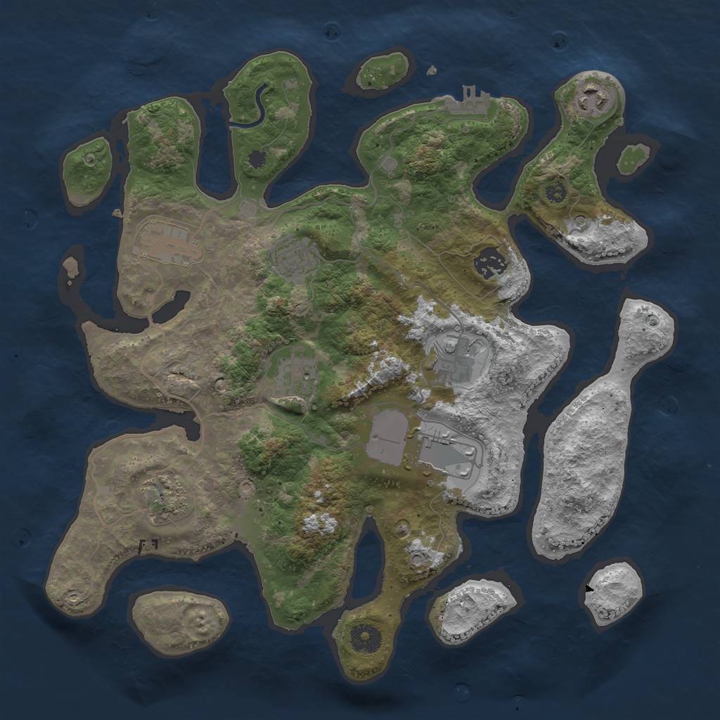 Rust Map: Procedural Map, Size: 3500, Seed: 2033328169, 12 Monuments