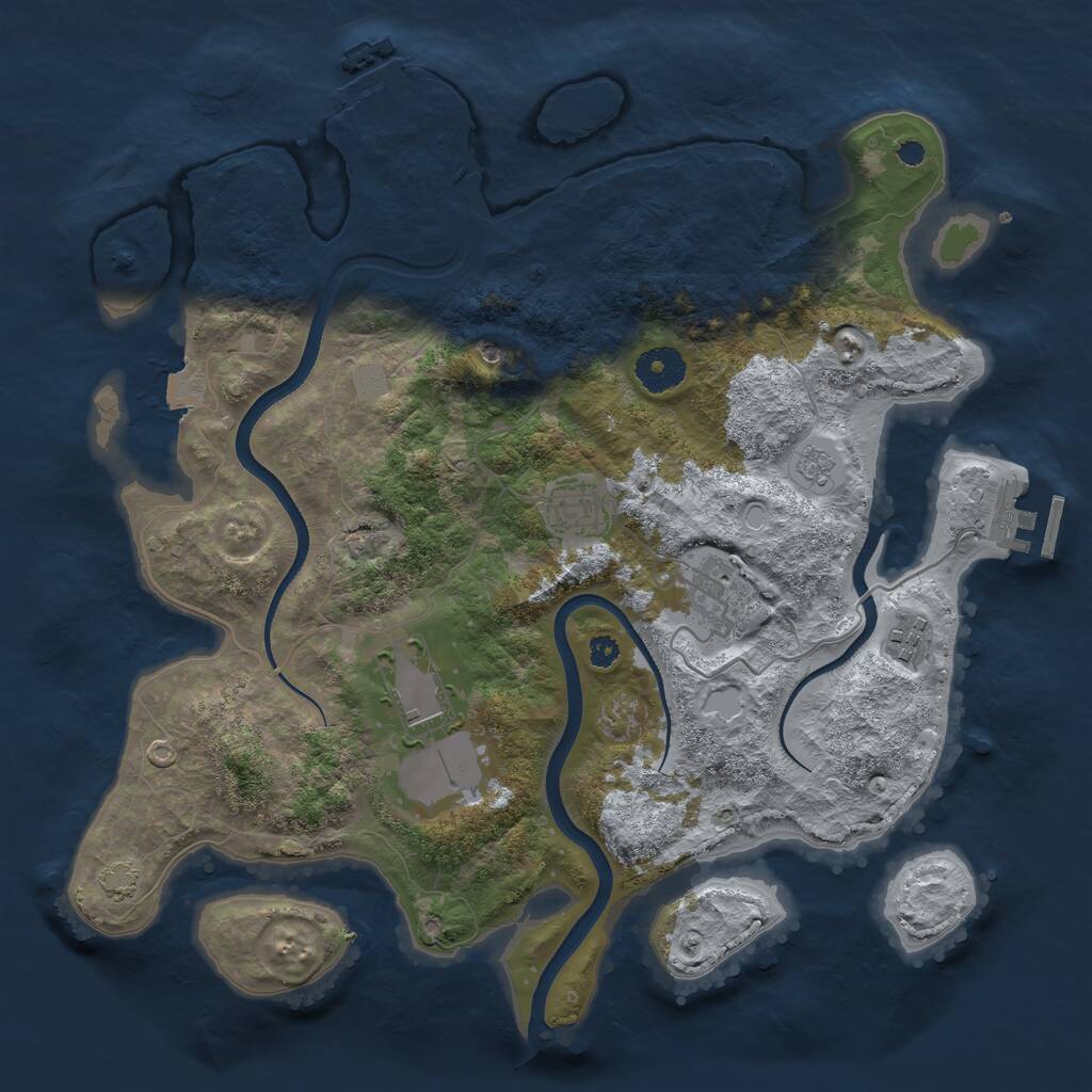 Rust Map: Procedural Map, Size: 3500, Seed: 2033328169, 10 Monuments