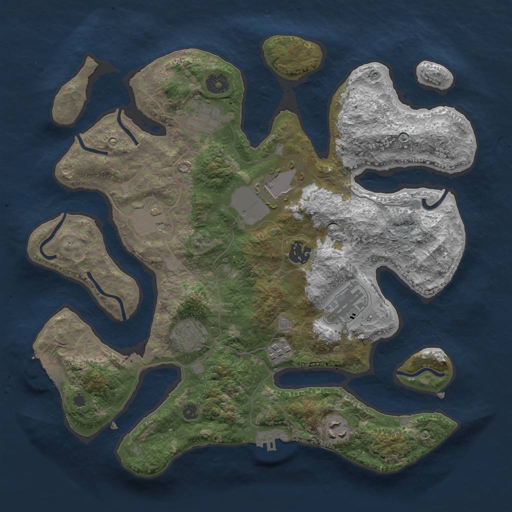 Rust Map: Procedural Map, Size: 3500, Seed: 478923, 12 Monuments