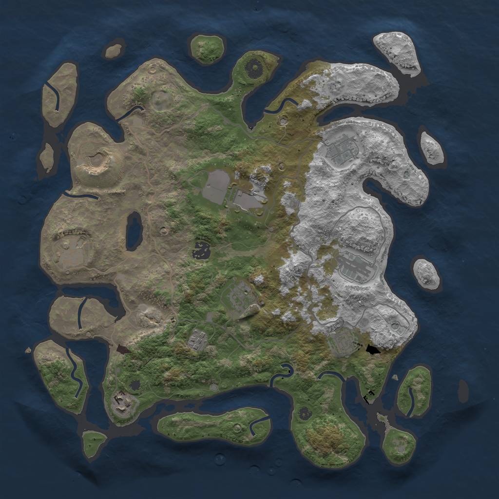 Rust Map: Procedural Map, Size: 4000, Seed: 523425, 13 Monuments