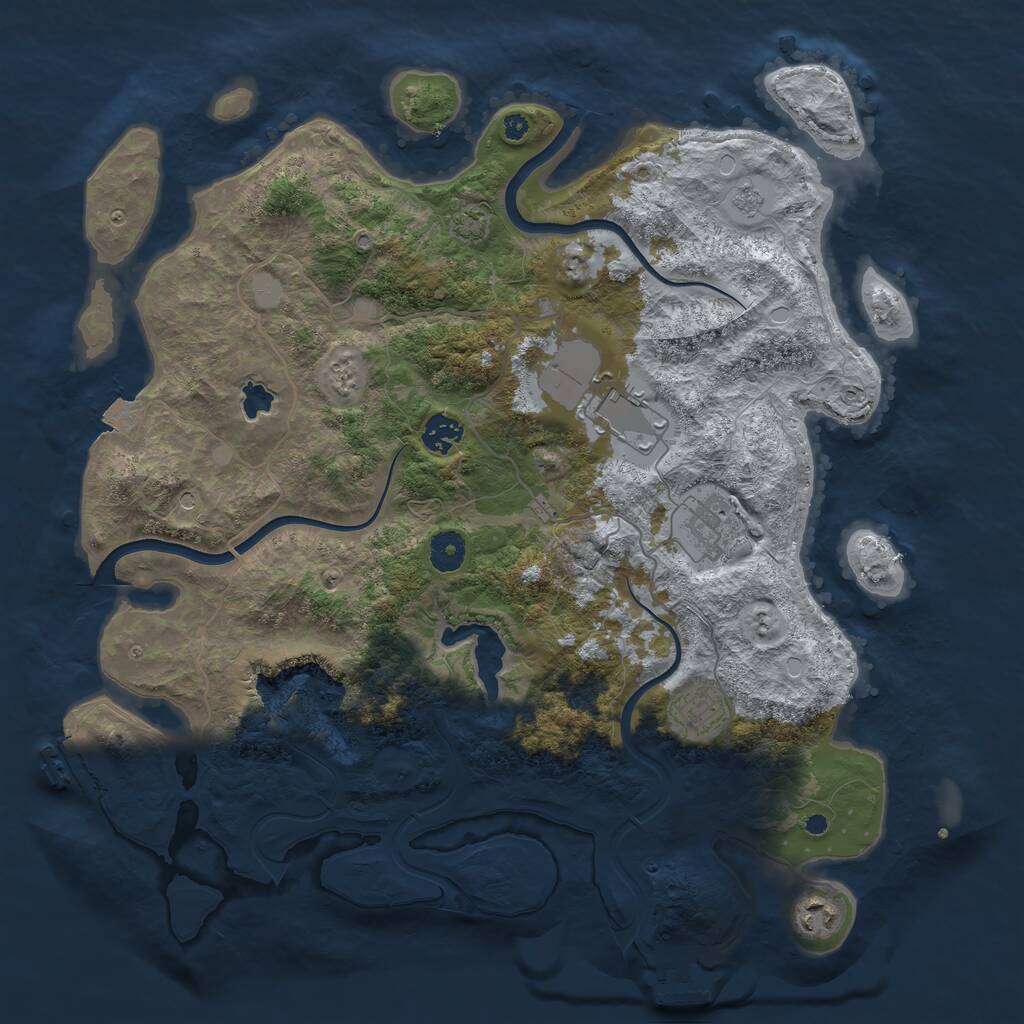 Rust Map: Procedural Map, Size: 4000, Seed: 523425, 11 Monuments