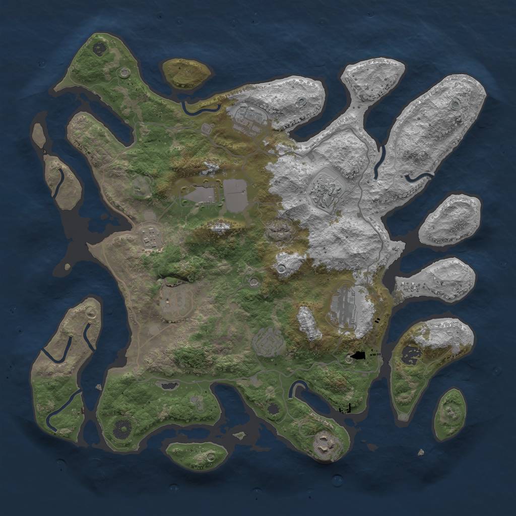 Rust Map: Procedural Map, Size: 4000, Seed: 983503, 12 Monuments