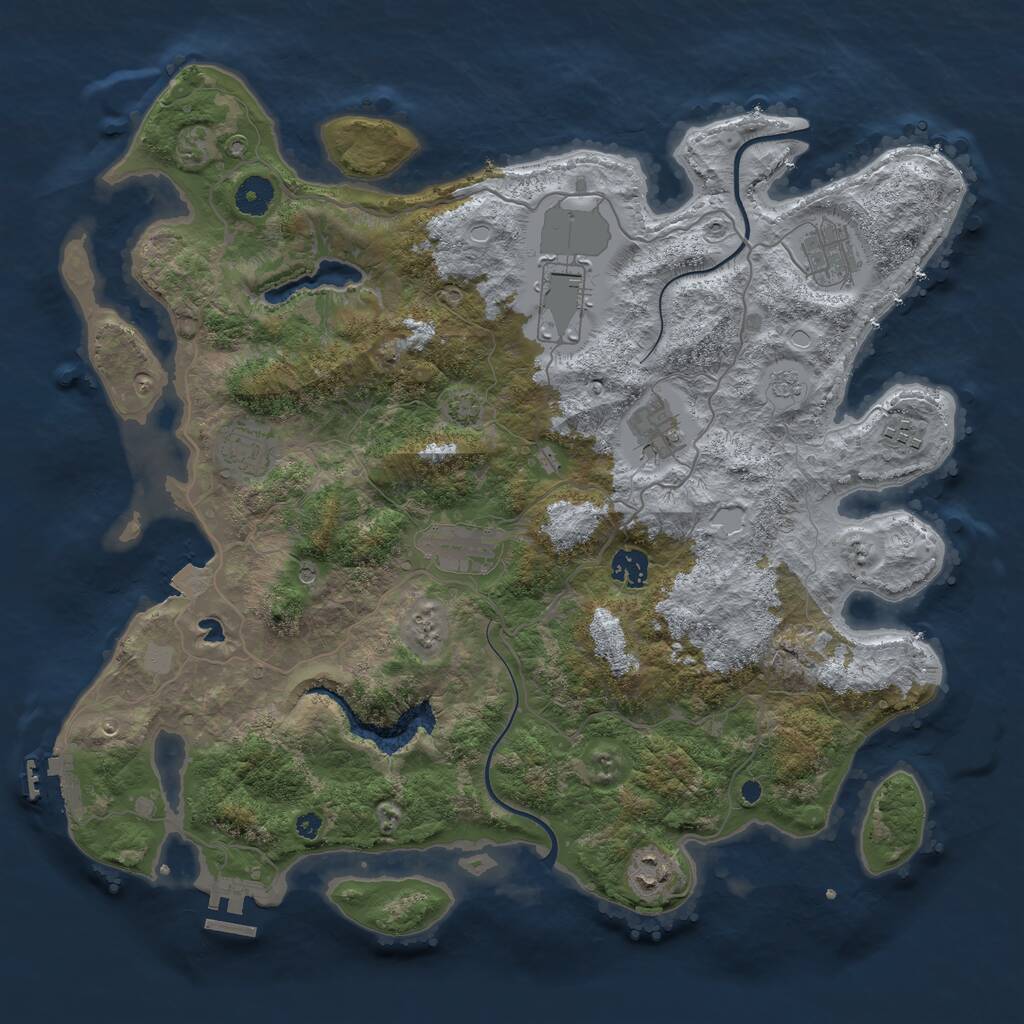 Rust Map: Procedural Map, Size: 4000, Seed: 983503, 14 Monuments