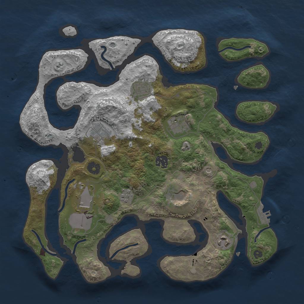 Rust Map: Procedural Map, Size: 3500, Seed: 496665, 12 Monuments