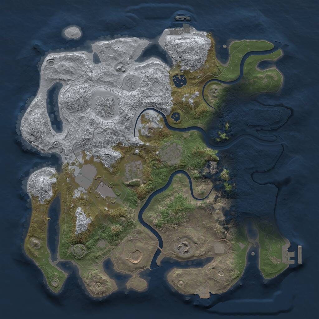 Rust Map: Procedural Map, Size: 3500, Seed: 496665, 14 Monuments