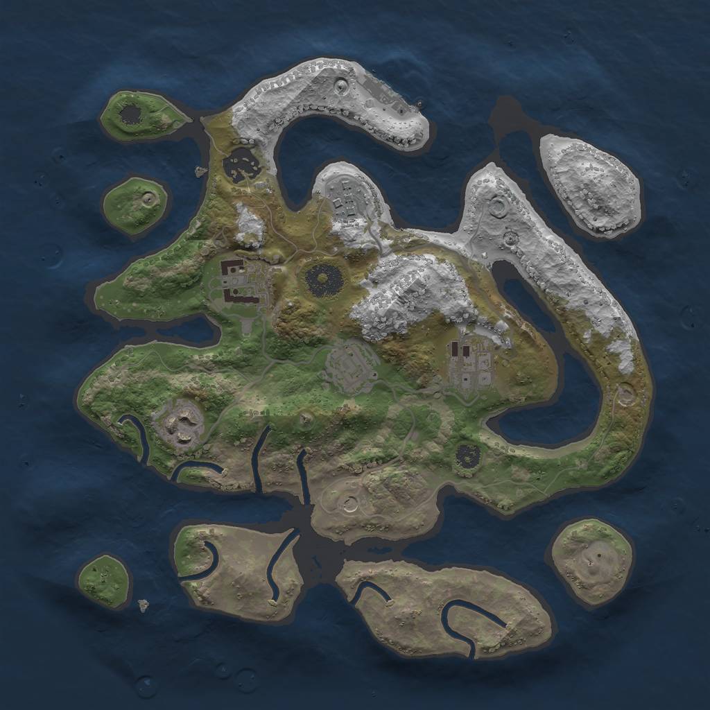 Rust Map: Procedural Map, Size: 3000, Seed: 153154343, 10 Monuments