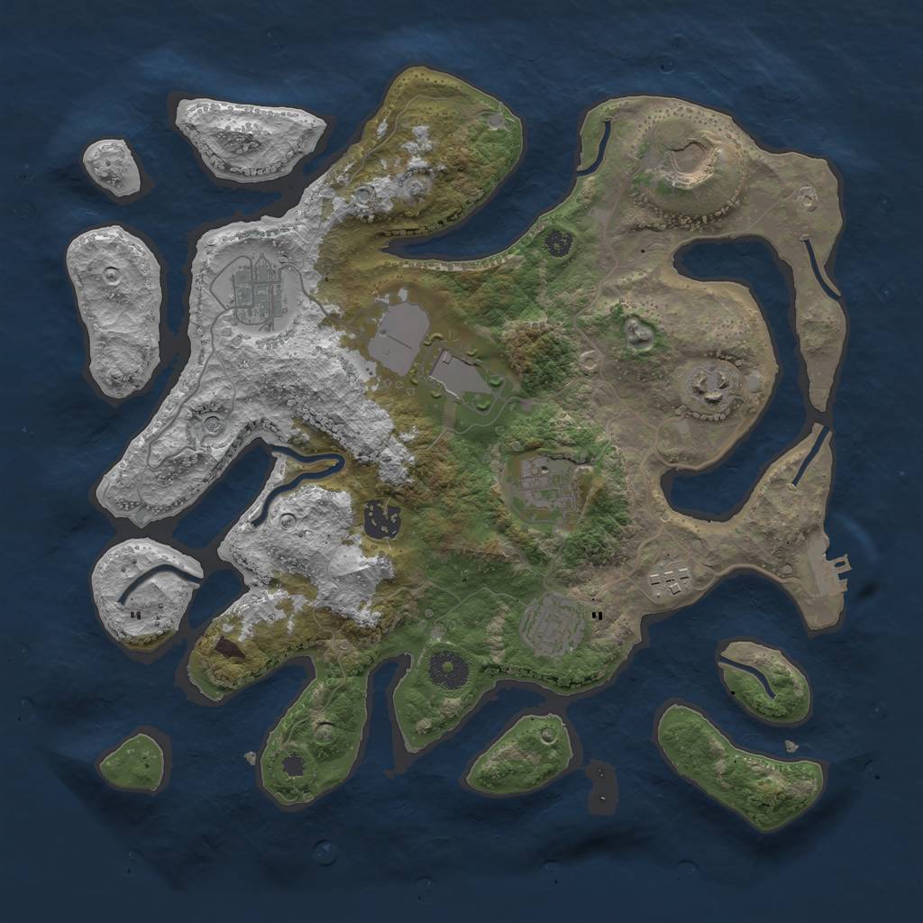 Rust Map: Procedural Map, Size: 3500, Seed: 733694, 12 Monuments