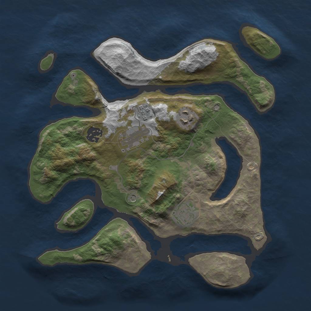Rust Map: Barren, Size: 3000, Seed: 64016641, 8 Monuments