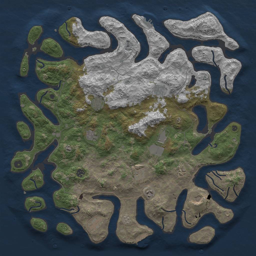 Rust Map: Procedural Map, Size: 4800, Seed: 220, 16 Monuments