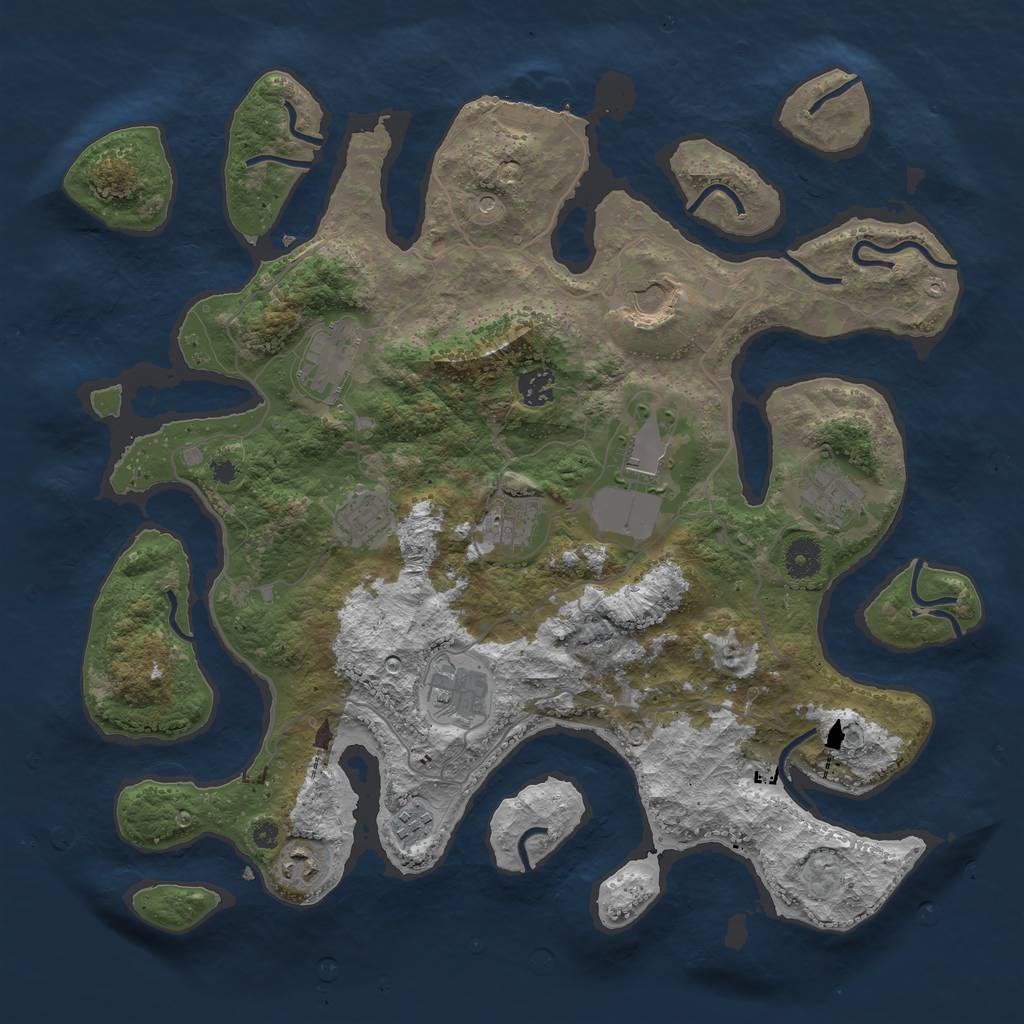 Rust Map: Procedural Map, Size: 4000, Seed: 1424157849, 14 Monuments