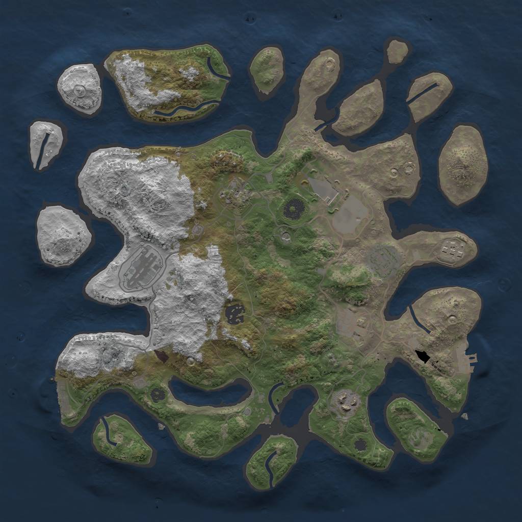 Rust Map: Procedural Map, Size: 3750, Seed: 342749472, 13 Monuments