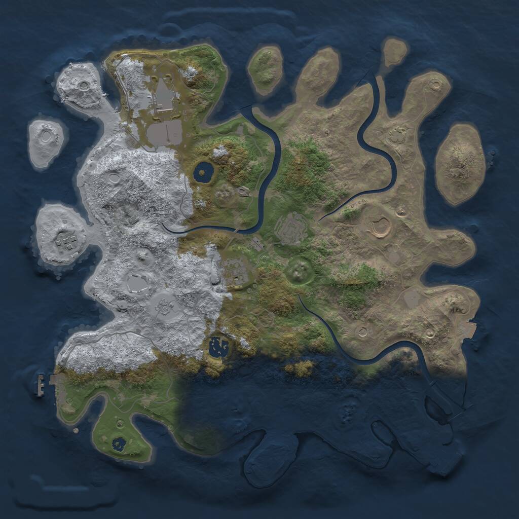 Rust Map: Procedural Map, Size: 3750, Seed: 342749472, 12 Monuments