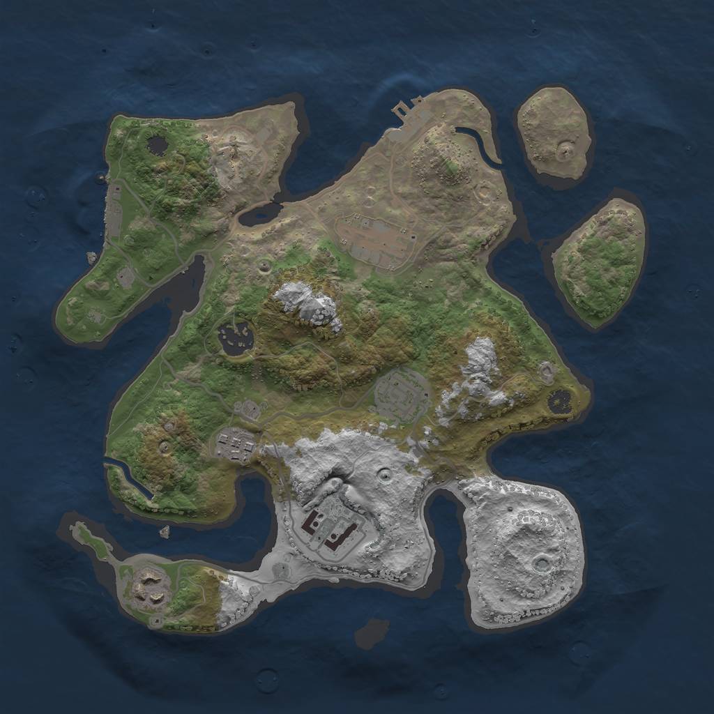 Rust Map: Procedural Map, Size: 3000, Seed: 1438194644, 10 Monuments