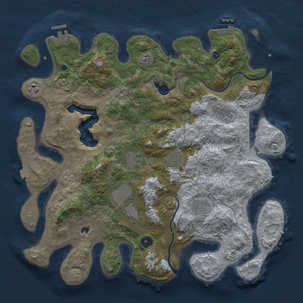 Rust Map: Procedural Map, Size: 4000, Seed: 516132464, 13 Monuments