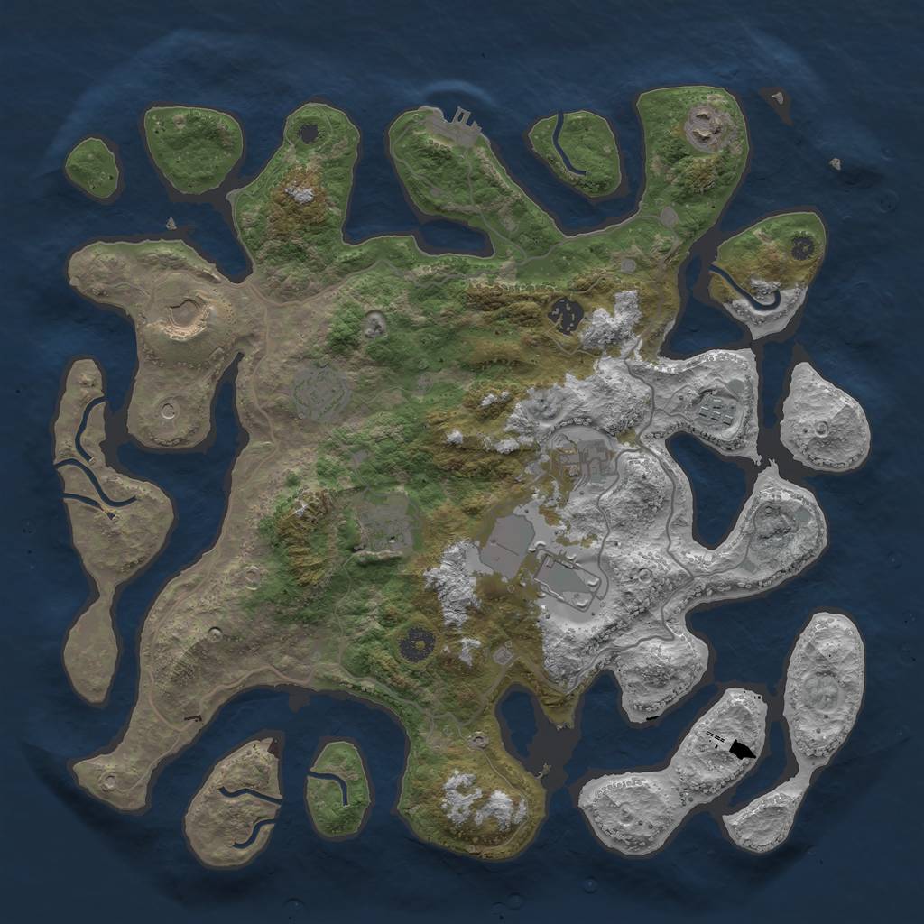 Rust Map: Procedural Map, Size: 4000, Seed: 516132464, 12 Monuments