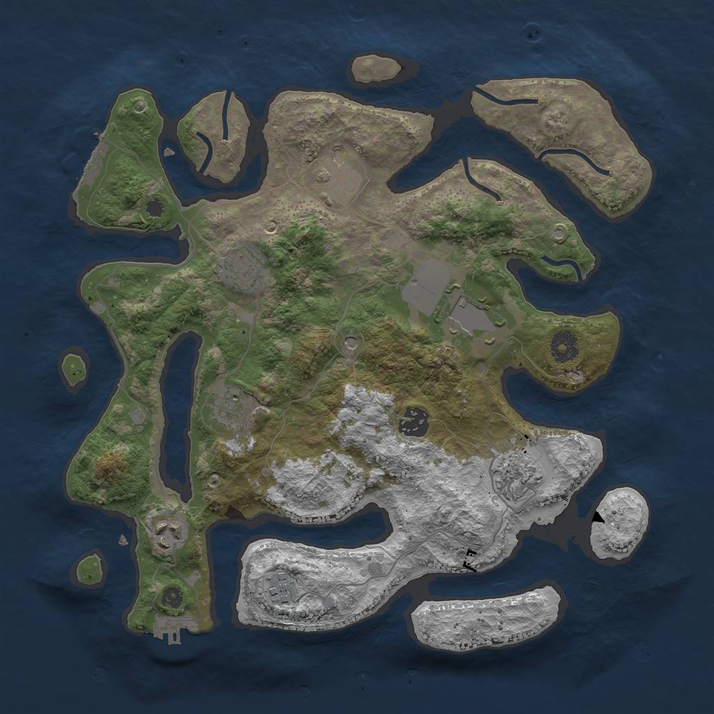 Rust Map: Procedural Map, Size: 3500, Seed: 110654, 13 Monuments