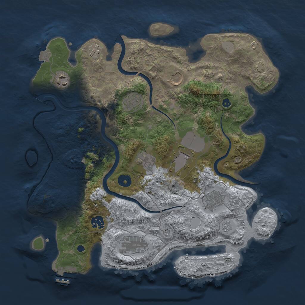 Rust Map: Procedural Map, Size: 3500, Seed: 110654, 14 Monuments