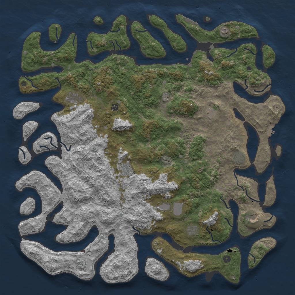 Rust Map: Procedural Map, Size: 6000, Seed: 86986, 16 Monuments