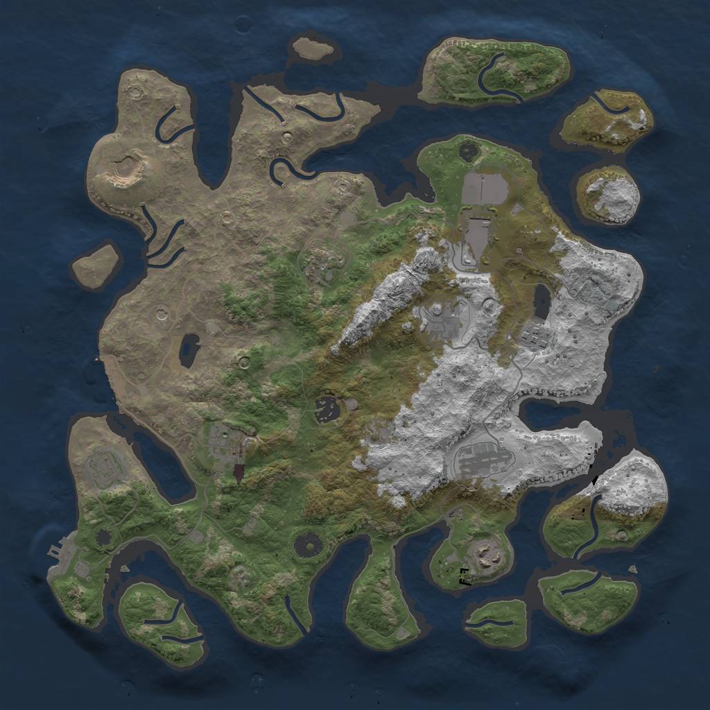 Rust Map: Procedural Map, Size: 3999, Seed: 5909, 15 Monuments