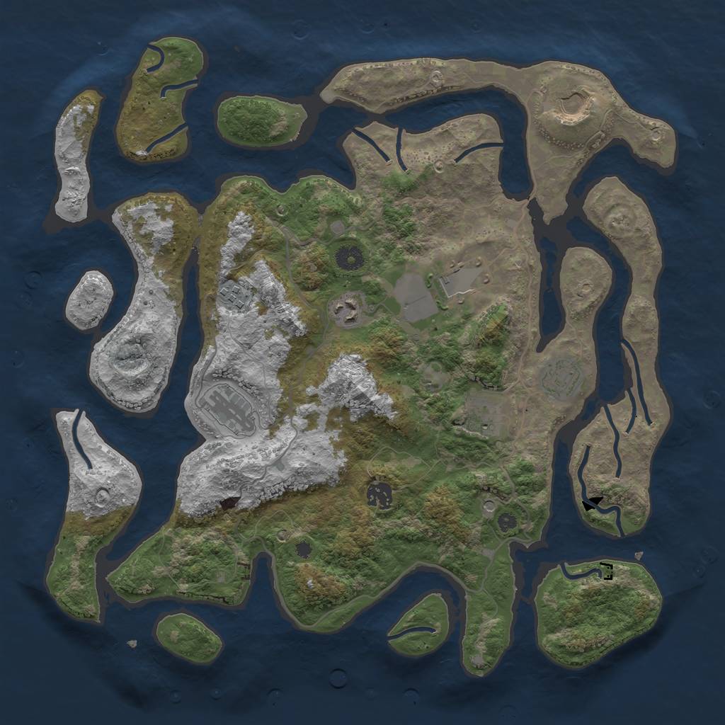 Rust Map: Procedural Map, Size: 4000, Seed: 304224, 11 Monuments