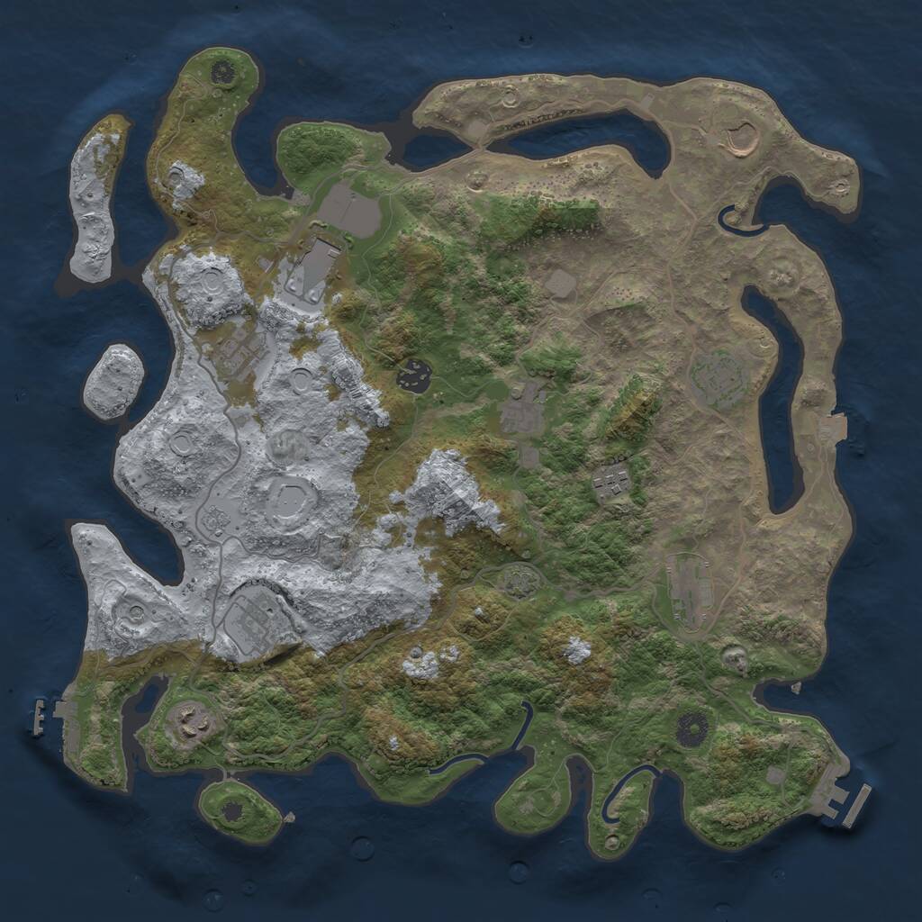 Rust Map: Procedural Map, Size: 4000, Seed: 304224, 16 Monuments