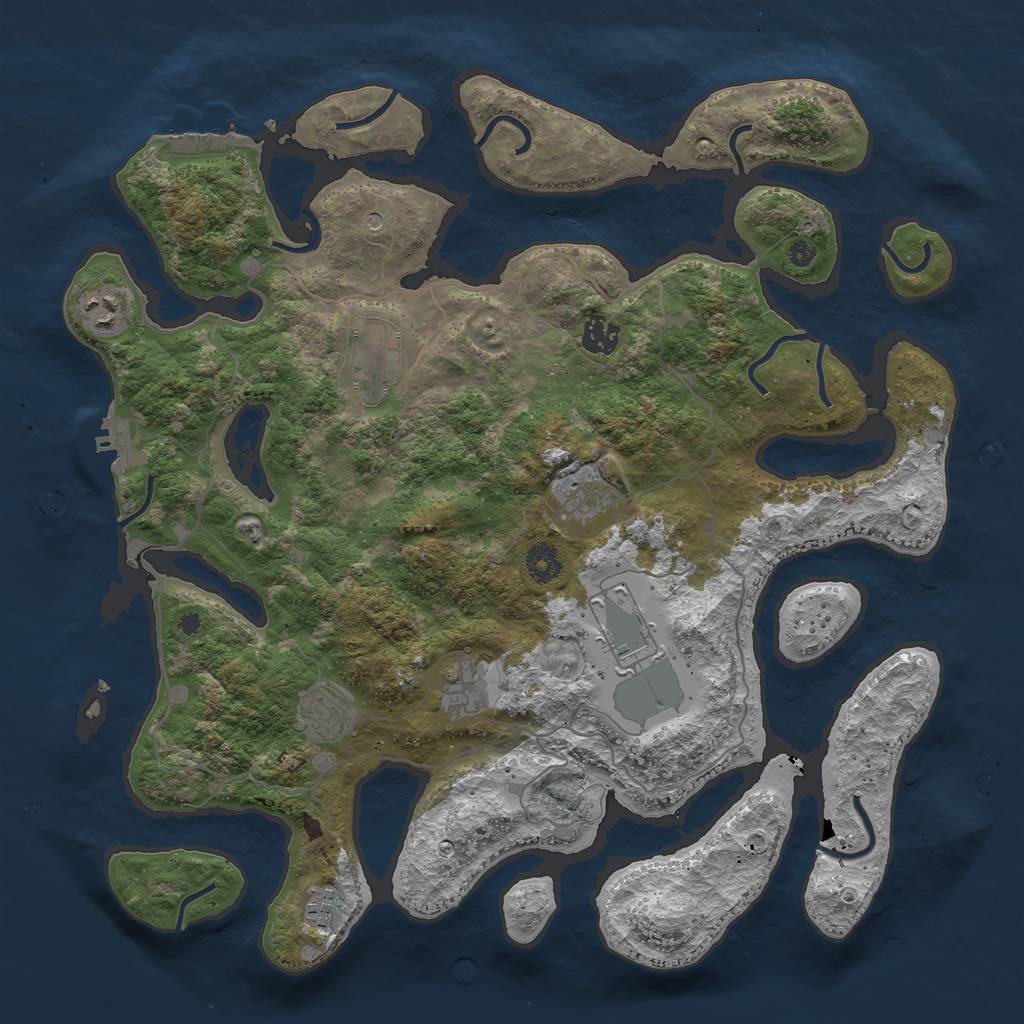 Rust Map: Procedural Map, Size: 4000, Seed: 577436, 13 Monuments