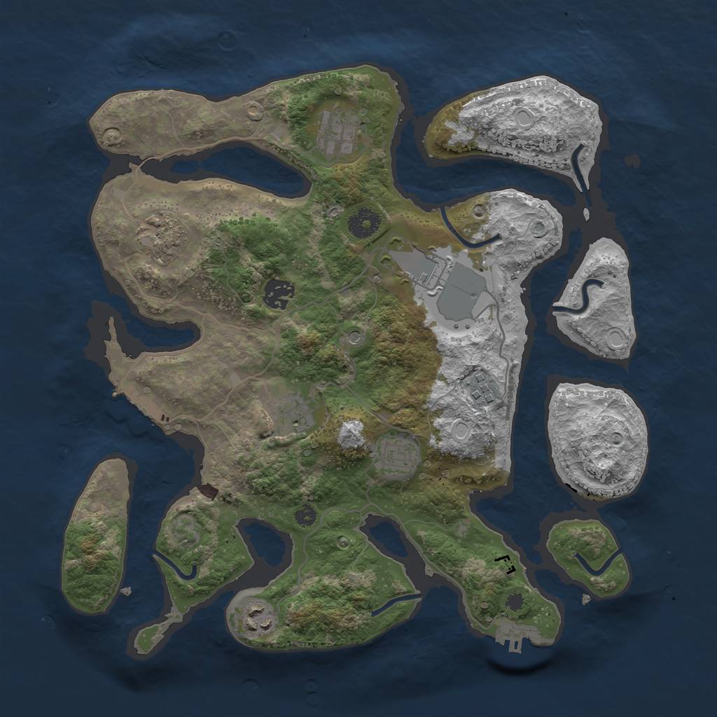 Rust Map: Procedural Map, Size: 3500, Seed: 916482, 16 Monuments