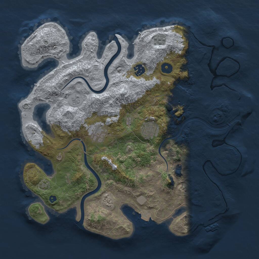 Rust Map: Procedural Map, Size: 3500, Seed: 779355, 11 Monuments