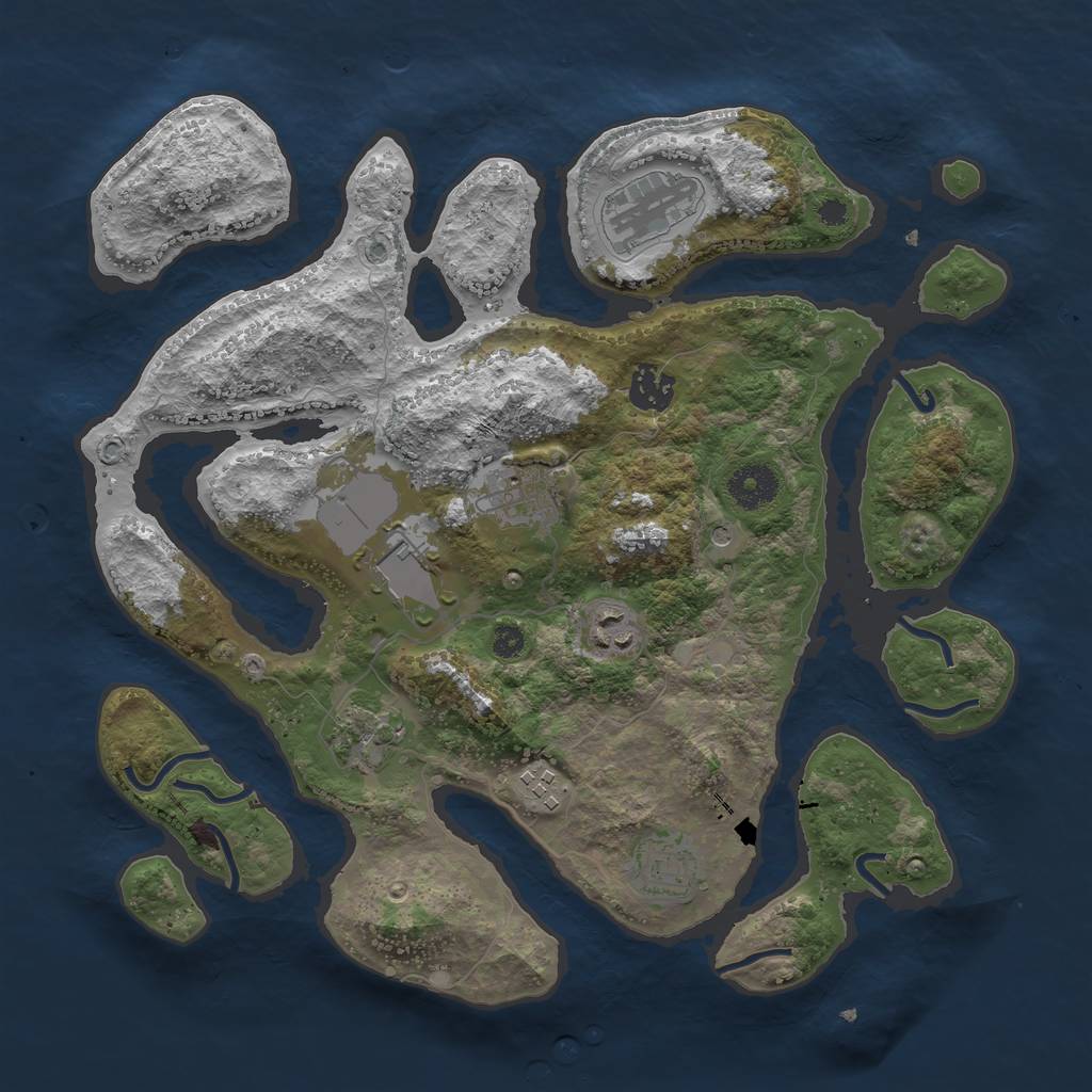 Rust Map: Procedural Map, Size: 3500, Seed: 779355, 11 Monuments