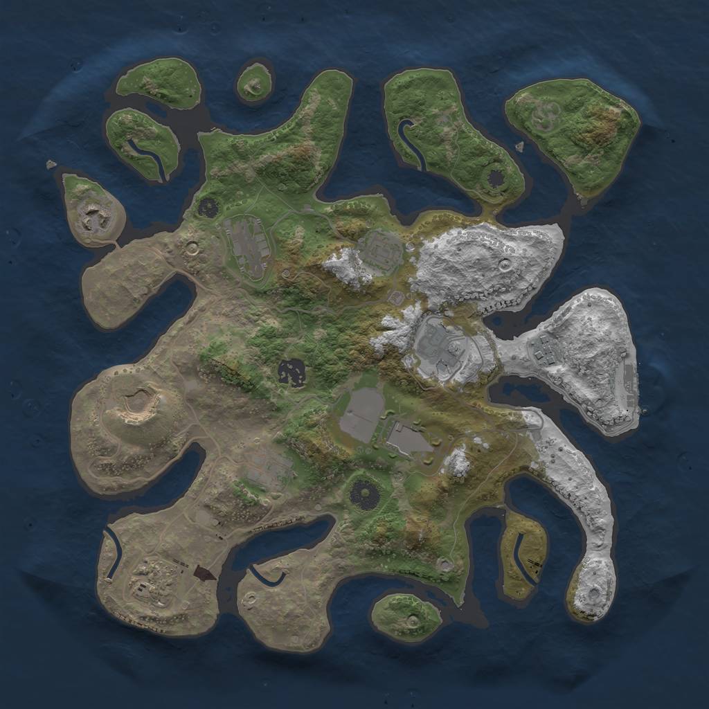 Rust Map: Procedural Map, Size: 3600, Seed: 881501, 13 Monuments