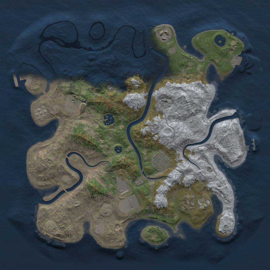 Rust Map: Procedural Map, Size: 3600, Seed: 881501, 13 Monuments