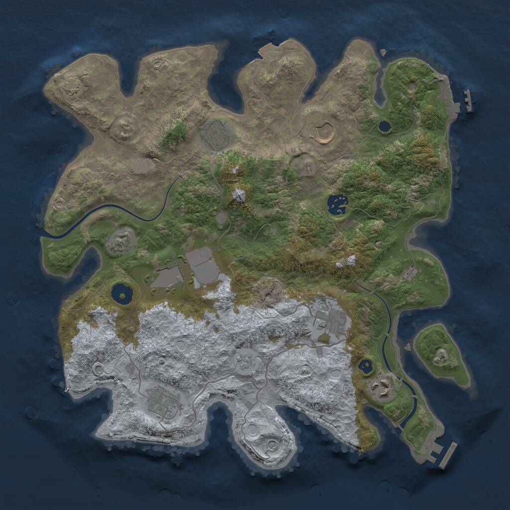 Rust Map: Procedural Map, Size: 3600, Seed: 517747, 13 Monuments