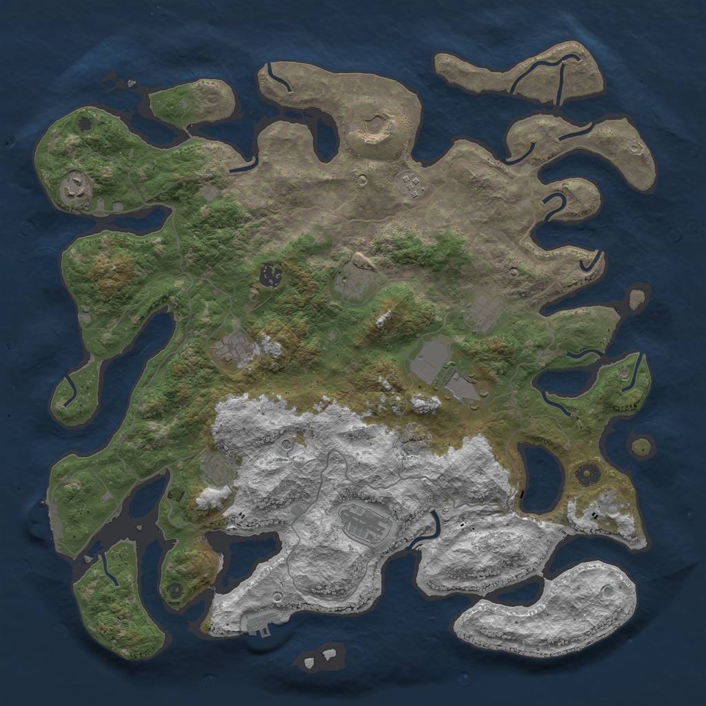 Rust Map: Procedural Map, Size: 4500, Seed: 265570906, 15 Monuments