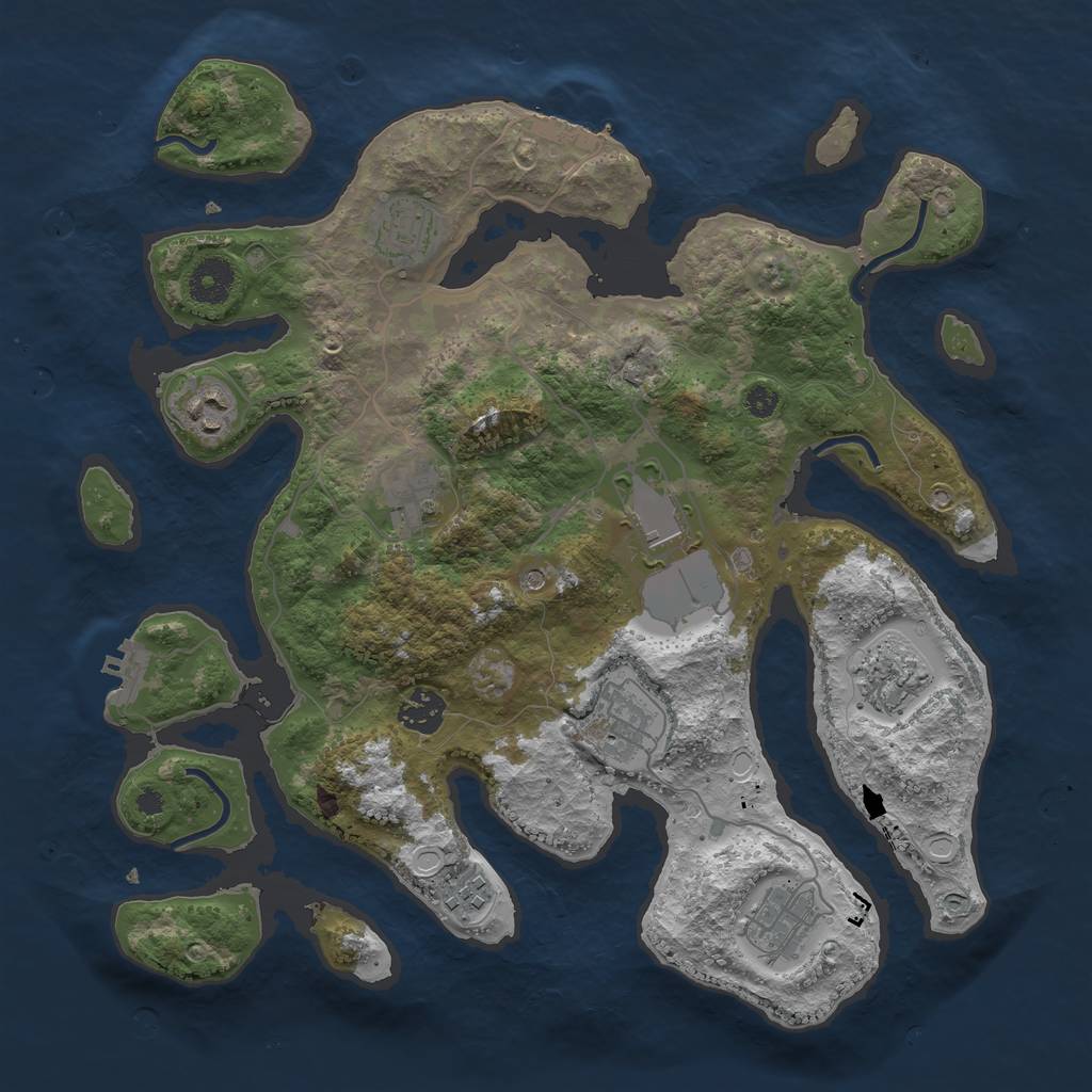 Rust Map: Procedural Map, Size: 3600, Seed: 659596, 20 Monuments