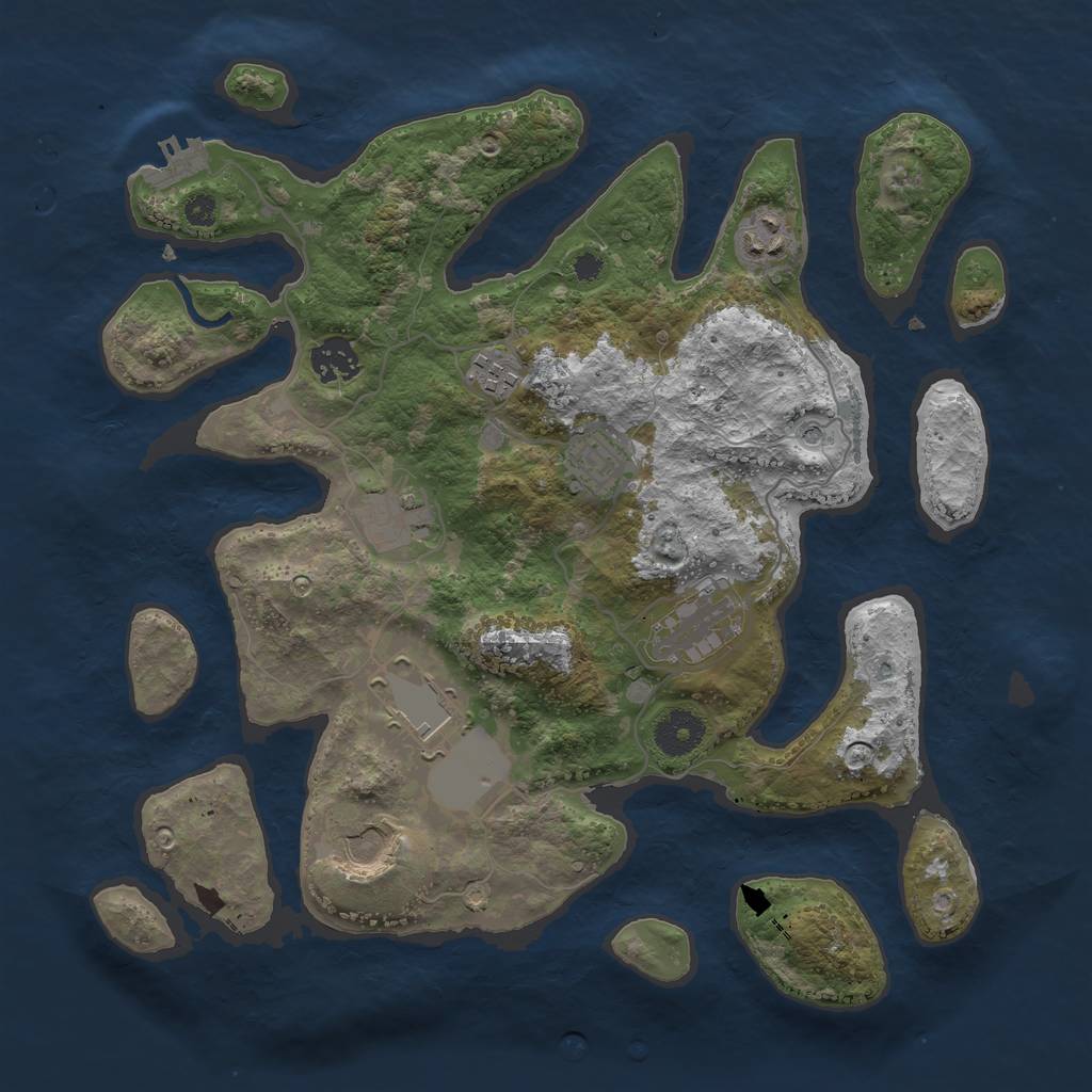 Rust Map: Procedural Map, Size: 3500, Seed: 184421, 12 Monuments