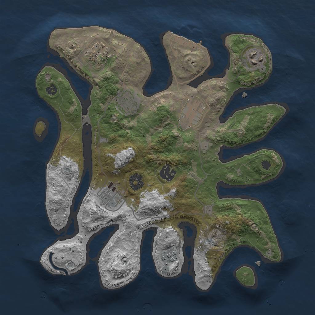 Rust Map: Procedural Map, Size: 3000, Seed: 42435, 10 Monuments