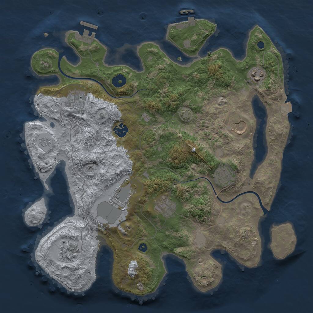 Rust Map: Procedural Map, Size: 3500, Seed: 514595, 14 Monuments