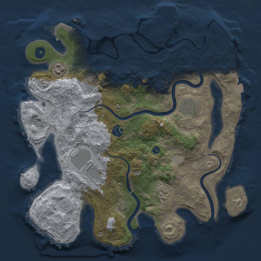 Rust Map: Procedural Map, Size: 3500, Seed: 514595, 12 Monuments