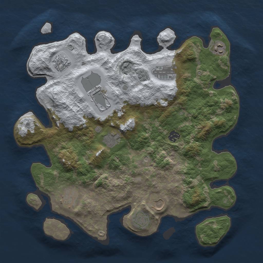 Rust Map: Barren, Size: 3600, Seed: 798, 13 Monuments